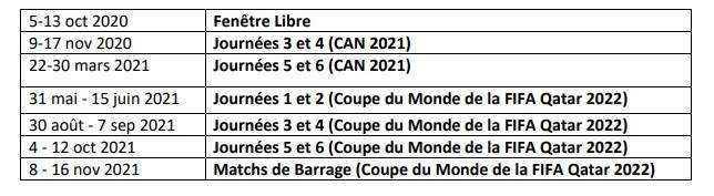Calendrier CAF