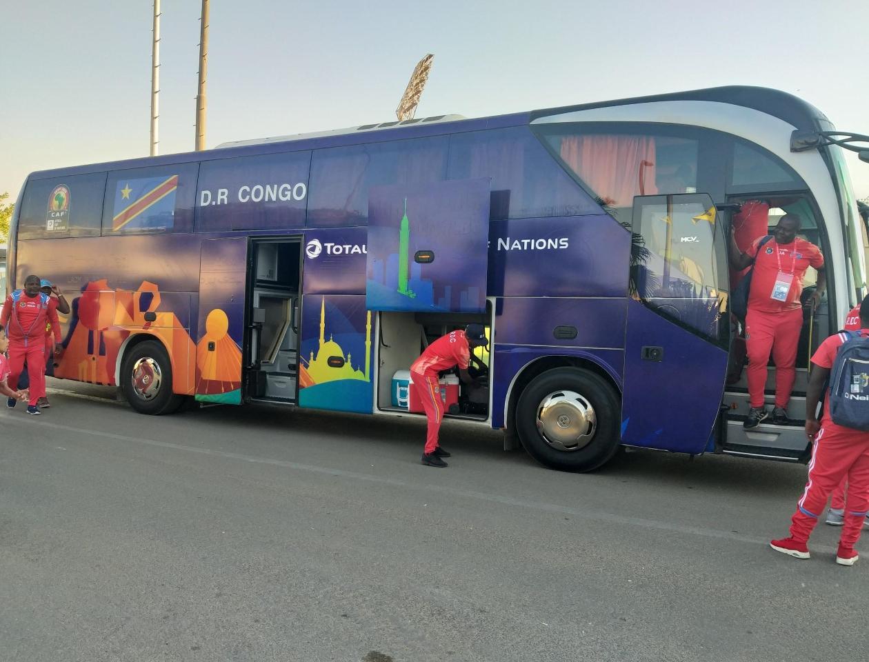 Le bus de l'équipe nationale de football de la RDC à la CAN 2019 au Caire.