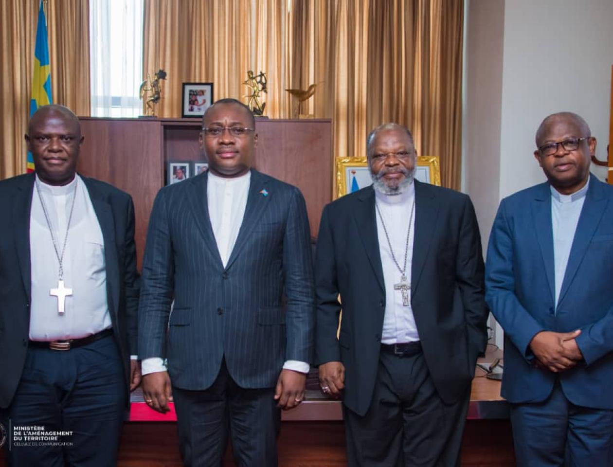 Guy Loando Mboyo, Mgr Donatien N’shole, Mgr Ernest Ngbobe, et Mgr Toussaint Iluku.