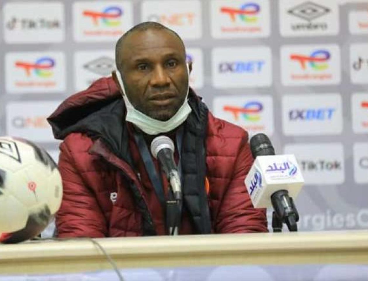 Florent IBENGE, entraîneur d'Al Hilal du Soudan lors d'un point de presse d'avant match, 2022.